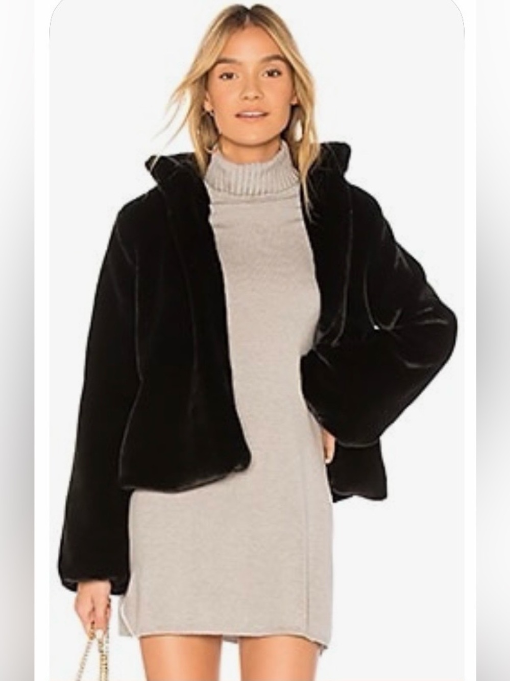 Tularosa Inori Faux Fur Jacket in Black. Size Medium.